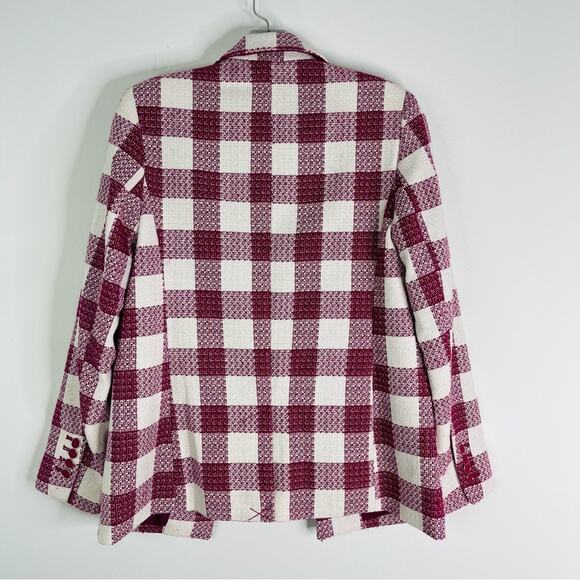 NEW Liz Claiborne pink white check button wool preppy office tweed blazer 2P - Picture 7 of 7